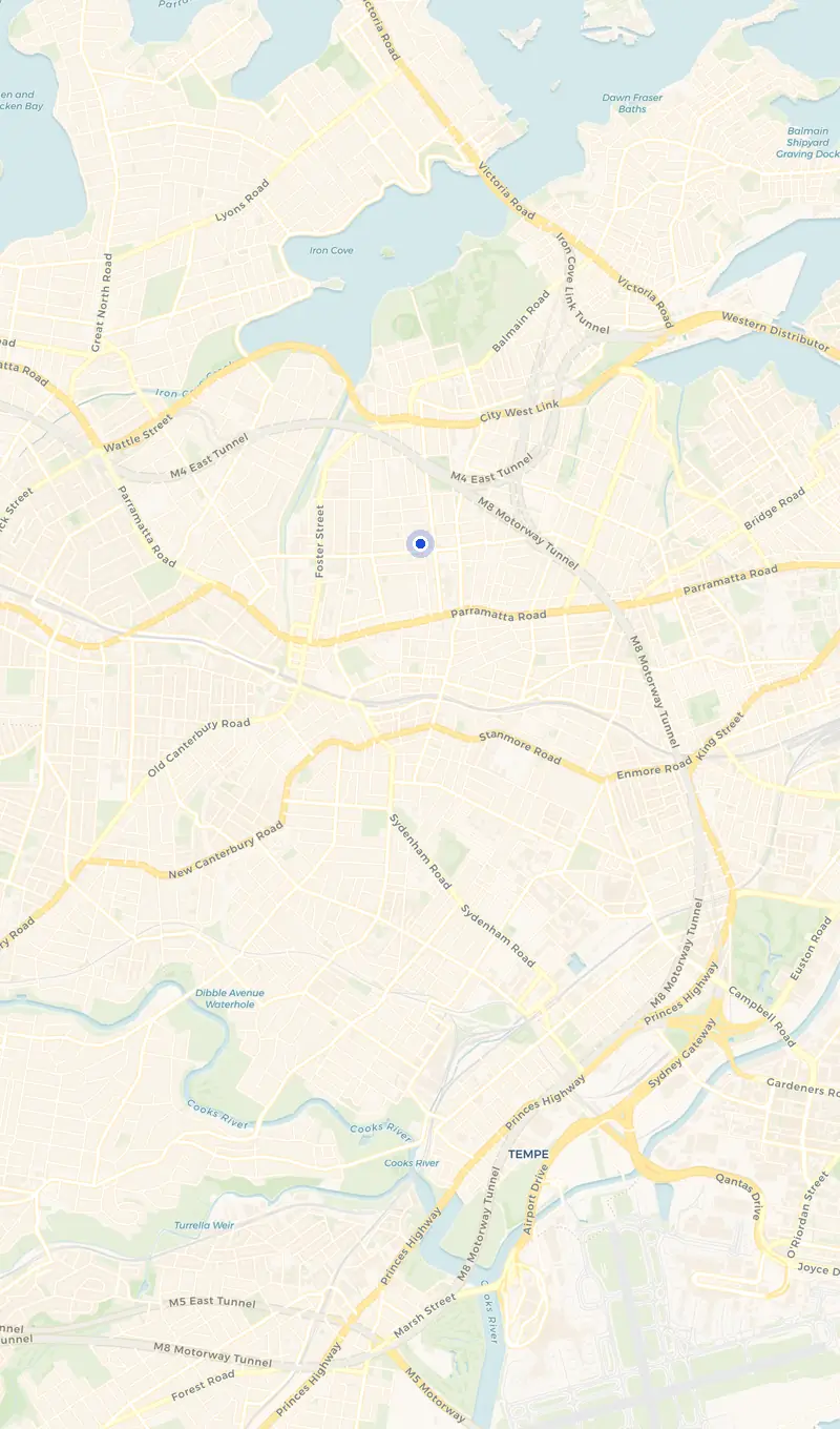 Map of the Leichhardt service area and the surrounding suburbs we cover.