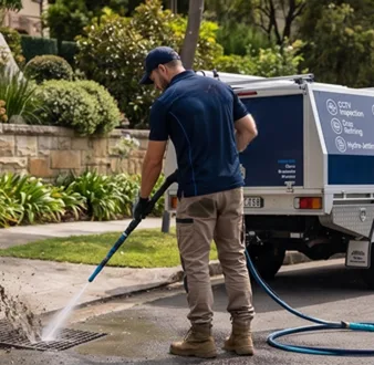 Cutting tree roots out of a Leichhardt drain